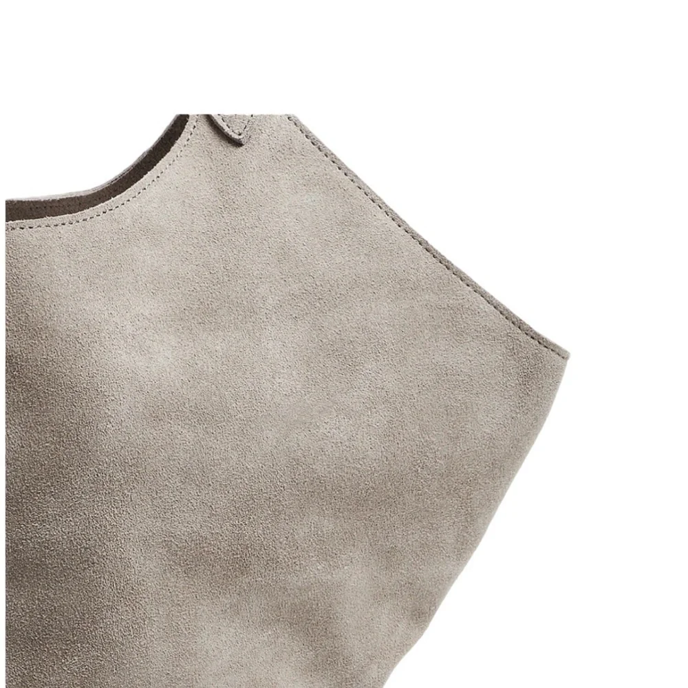 NWT M.I.L.A. Made in Los Angeles Emma Shoulder Hobo Bag Stone Suede - Picture 2 of 14